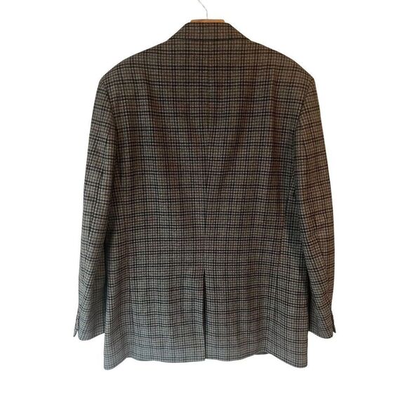 LANDS End Men’s Suit Jacket 42L Blue Tweed Blazer 2 Button Regular Fit Long Wool - Picture 10 of 10